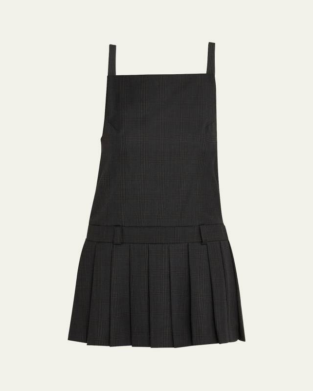 Dana Check Wool Drop-Waist Mini Dress